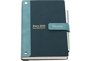 Mljtoyo Agenda scolaire 2025 - Agenda 20 25 pages par jour - Couverture rigide - Jan 2025 à dec 2025 - Semainier mensuel avec stylo, autocollants et poche intérieure