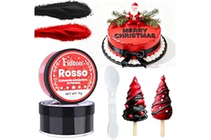 FIDTON Coloranti Alimentari in Polvere - 2 Colori Ultra Alta Concentrazione di Colorante Alimentare in Polvere Solubili in Acqua per Colori Alimentari, Torte, Colorante Alimentare Rosso e Nero - 5 g