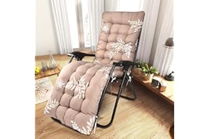 WildFun Sun Lounger Cushions Only, 170 * 53 * 8cm Garden Sunlounger Cushions Thick Chair Cushions with Non-Slip Top and Tie Ropes for Indoor Outdoor Garden Patio Beach(Brown)