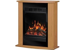 Dimplex Orvieto Optiflame Electric Fire Suite, Oak Free Standing Fully Assembled Compact Electric Fireplace with LED Flame Effect and Log style fuel bed and 1.5kW Adjustable Fan Heater
