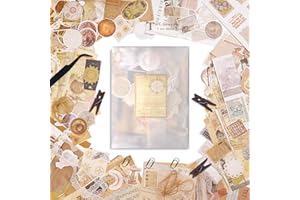 CMBPNNGS 251 Pezzi Scrapbooking Kit Vintage Stickers Bullet Journal Piante Animali Notizie Universo Adesivi con Accessori per Regalo Fai da Te Scrapbook Journaling