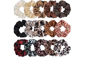 SYEYCW 15 Piezas Scrunchies Pelo, Coleteros Suaves Cabello Bandas, Leopardo e Colores Sólidos Diademas para Niña, Elástica Coleteros Pelo Mujer, para Deportes, Fiestas, Escuelas, Viajes