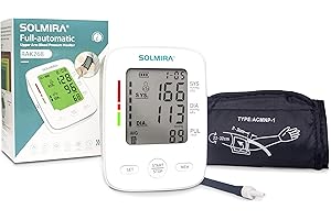 SOLMIRA - Tensiómetro de Brazo Digital CK-A139, Automático, 2 Usuarios x 90 Mediciones, Indicador OMS, Pantalla Grande, Brazalete Ajustable 22-32cm, USB Tipo C o Pilas, Blanco