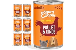 Edgard & Cooper Pâté Pour Chien, (Dinde & Poulet, 400g x 6), Sans Céréales, Viande fraîche et protéines de qualité, Vrais ingrédients pour chiens, Hypoallergénique, Sans sucres ajoutés