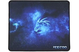 Jeecoo - Gaming Mouse pad Eco, tappetino per il mouse in gomma con base antiscivolo e bordo cucito 320 x 270 x 3 mm (nero), Blue, Medium