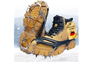 gelpretty Crampones Antideslizante, Crampones para Botas de Senderismo, Garras de Zapatos con 19 Picos Antideslizantes, crampones de Nieve para Caminar, Alpinismo en Invierno y Senderismo
