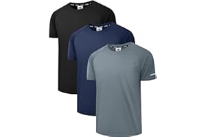 Holure 3 or 5er Pack Herren Sports Tshirts Atmungsaktiv Schnelltrocknend Kurzarm T-Shirts Funktionsshirt Laufshirt Sommer Fitnessshirt Trainingsshirt wandershirt für Running Workout Bodybuilding