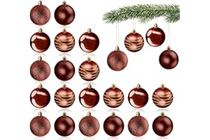 com-four® 20x Bolas de Navidad, Adornos de plástico para Navidad, Adornos para el árbol de Navidad con Colgante, Ø 6 cm