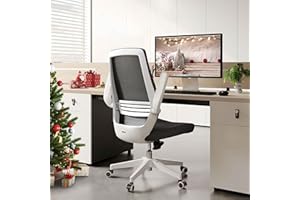 SIHOO Sedia da Ufficio, Design Semplice, Poltrona Girevole, Sedia Regolabile, Sedia ergonomica, Supporto Lombare, Braccioli Pieghevoli, Montaggio Facile, Ruote silenziose, Cuscino Morbido(Nero)