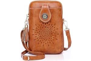 APHISON Designer Phone Bags for Women Crossbody, Sunflower Tassel Vegan Leather Crossbody Mobile Phone Bag, Small Crossbody Bags for Women Phone Purse Up to 6.7 inches with Adjustable Long Strap
