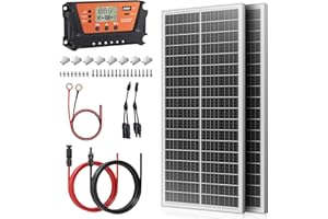 Rvpozwer Module solaire monocristallin,Panneau solaire monocristallin type N, IP68 pour batterie 12V pour camping-car, bateau, camping-car, maison (2 * 100w white lit)