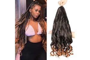 DT CHERYL French Curly Braiding Hair 8 Pack Loose Wavy Curl Braiding Hair for Black Women, 24 Inch French Curl Braids Crochet Hair Pre Stretched Bouncy Braiding Hair Synthetic Hair Extensions (60.9cm,T30#)