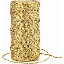 G2PLUS 100M Gold String Twine - 1mm Tinsel Wire Cord - Non-Elastic Metallic String for Crafts & Hanging Christmas Ornaments & Cards