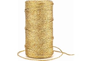 G2PLUS 100M Decorative Metallic String - 1.5mm Gold Twine String - Sparkle Bakers Thread Twine- Jewelry Thread Cord for DIY Crafts Gift Wrapping & Wedding Favors