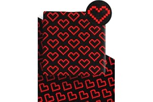 DELECO Retro Pixel Heart Valentines Wrapping Paper Sheets - 4 x Premium Recyclable Computer 80s Gift Wrap - 70cm x 50cm each - Perfect for Valentine's Day, Anniversary, Wedding & more