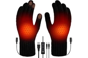 Lomffy Guanti riscaldati USB per Donne Uomini, Lavorare a maglia Guanti elettrici riscaldati 3 temperatura Guanto per laptop invernali bifacciale Guanto termici riscaldati Scaldamani Regalo d'inverno