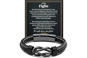 VGWON Bracciale a Mio Figlio, Bracciale Mamma e Figlio, Regali Figlio, Bracciale infinito Uomo In Pelle Per Figlio, Regali Compleanno Natale Per Figlio, Ispirazionali Regali Per Ragazzi Adolescenti