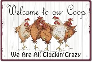 CREATCABIN Rétro Métal Tin Sign Poulet Animaux Plaques Plaque Welcome to Our Coop Funny Hanging Poster Quotes Vintage Wall Art cor for Farm Yard Farmhouse Home Living Room 12 x 8inch