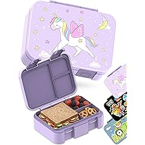 BEARFOOT Bento Box Compact - Boîte à Déjeuner Pour Enfants, Sans BPA - Pour L'école Et La Maternelle - Boîte à Déjeuner Anti-fuite Pour Filles Et Garçons - Pratique, Légère Et Compacte