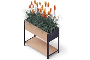 Upyard ModernBox - Jardinera elevada de Madera Moderna, para balcón, terraza, jardín, Jardinera para Verduras y Hierbas, 78 x 36 x 72 cm, Color marrón