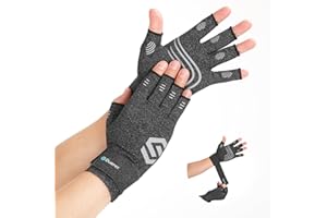 Duerer Gants de compression pour l'arthrite avec sangle - Pour homme et femme - Pour le canal carpien, les rhumatismes, les tendinites, douleurs la main - Gants sans doigts pour ordinateur