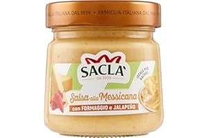 SACLA Saclà, Salsa alla Messicana con Jalapeño e Formaggio, Ideale con Nachos, Tacos e Tortillas, Vaso Vetro, 185g, Confezione da 6 Pezzi