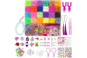 Uolifrem Elastici per Braccialetti Bambini, 29 Colori Elastici Braccialetti Kit, Fai Da Te Loom Bands Kit con Accessori，Starter kit di elastici, Regalo per Ragazze e Ragazzi