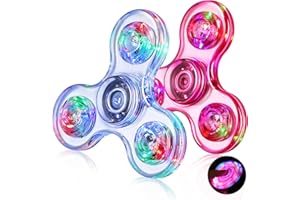 Gigilli Fidget Spinners 2 Pack, LED Illumina Fidget Giocattoli per Bambini, Bomboniere Della Festa Glow in The Dark Fidget Giocattoli, Compleanno Classroom Prizes per Bambini(Rosa e bianco)