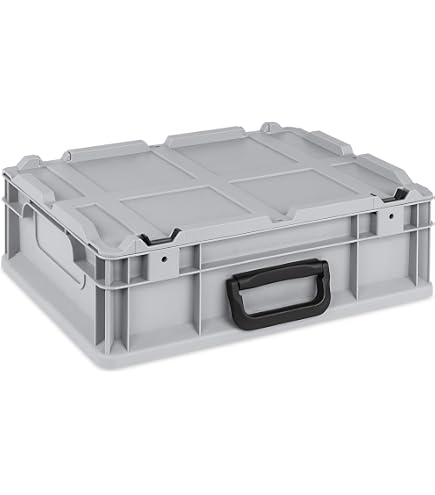 Eurobox Mit Klappdeckel – 24 Liter Kunststoff-Box, Grau, 60x40x13,5 Cm – Perfekt Für Lager, Vorrat, Camping & Mehr