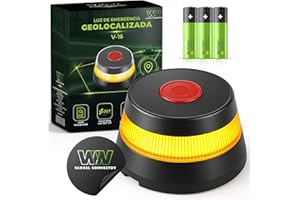 WORLD PRODUCTS STORE - Beacon V16 Approved DGT with Geolocation DGT 3.0 – Emergency Car Light Mandatory since 2026 with eSIM -Data Included Telefonica Tech- Visibility 360° 1 km