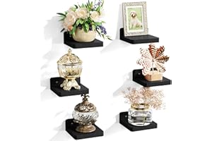 Alsonerbay Small Floating Shelves for Wall Set of 6, Black Shelves for Bedroom 10.2 x 10.2 x 4cm Wall Shelf for Living Room Book Shelves Bedroom Shelf