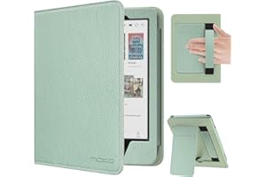 MoKo Étui pour Tolino Shine Color/Shine 5(2024)/4(2022) et Kobo Clara Colour/BW/2E 6", Coque Fine en PU avec Mise en Veille/Réveil Automatique, Emplacement pour Carte,Dragonne et Support, Vert Téquila