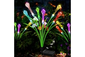 BEEDOVE Solarlampen für Außen Garten, 2 Stück 6LED Bunt Tropfenförmige Garten Solarleuchten Außen Neu Aufgerüstet Optional Modi Swaying Light Solar Gartenleuchten IP65 wasserdichte Gartendeko für Draußen