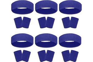 GEEBUZZ 18 Stück Schweißbänder Stirnband Armband Set Bunt gestreift Frottee Sport Athletic Gym 80er Jahre Schweiß Stirnbänder Armbänder