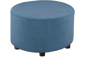 C/N Runder elastischer Sitzsackbezug, Bezug für Ottomane, Ottoman, Bezug für Ottomane, rund, Fußstützenabdeckung, Puderblau