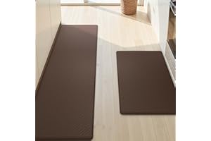 ‎COLOR&GEOMETRY COLOR&GEOMETRY Küchenläufer 44x75+44x150CM, Küchenteppich waschbar rutschfest, Teppich küche mit Ölfest und Wasserdicht PVC, Gegen ermüdung läufer küche für bequemes Stehen, Braun