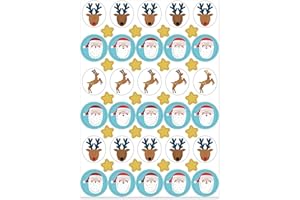 The Heritage Press Christmas Sticker Sheets for Card Making and Crafting - Santa and Reindeers - Made in UK - Pack of 6 Sheets