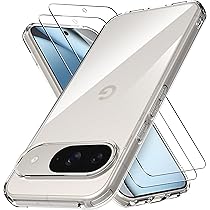 Anoowkoa Cover Per Google Pixel 9 / 9 Pro Trasparente Ultra Sottile + 2 Pellicole Vetro Temperato: Custodia Morbida TPU E PC Antiurto, Antigiallo, Morbida Al Tattoo