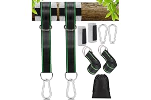 IXYDOR 2er-Set Schaukel Befestigung Baum und Hängematte Befestigung 200cm x 5cm Hält 900KG, für Hängesessel Schaukelaufhängung, Inklusive 2 Karabinern, D-Ringen, mit Baumschutz Polster, Aufbewahrungstasche