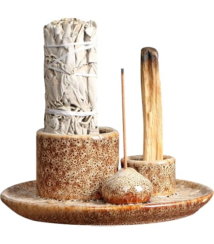 Porta Incenso 5 In 1 In Ottone – Vassoio + Supporti Per Bastoncini, Coni, Bobine, Palo Santo E Salvia - 3
