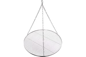 WiMi Grillrost Ø 80 cm mit Kette Edelstahl 4 mm Grillstabdicke Stababstand 10 mm für Schwenkgrill BBQ Dreibein