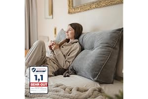 ‎BJÖRN&SCHILLER Björn&Schiller Rückenkissen - Lesekissen für Bett und Sofa, Keilkissen, Rückenpolster für die Wand, Sitzkissen, Wandkissen, groß mit waschbarem Bezug (Grau, 140 cm)