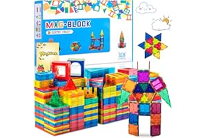 AQXONG 118Pcs Bloques de Construcción Magnéticos, 3D Juguetes de Construcción Magnéticos, Juguetes Educativos de Bloques de Construcción, Regalo de Juguete Magnético para Más de 3 Niños y Niñas