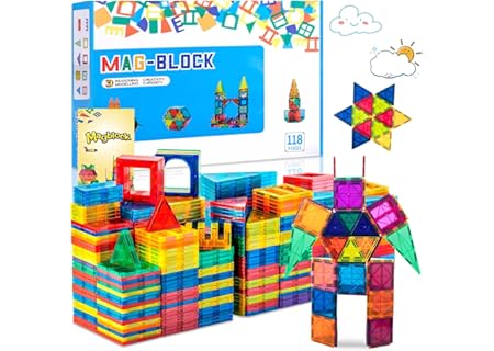 JUQG 118 delar Magnetiska byggklossar Leksaker Magnetiska byggleksaker Pedagogiska byggstenar Leksak - Amazon Deal & Rabatt