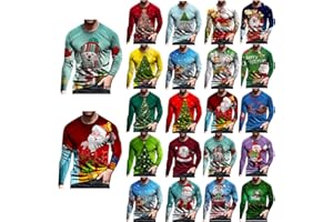 WOXIHUAN Pull de Noel Homme Sweat Imprimé Arbre de Noël Sweat Shirt Manches Longues Col Rond Pullover Imprimé Rennes Sweat Imprimé Père Noël Sweat-Shirt Imprimé Bonhomme de Neige Pull Moche de Noel Homme