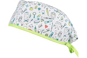 Pilucaps, Gorro quirófano pelo corto modelo ODONTOLOGIA ajustable con tiras de atar para mujer y hombre 100% algodón
