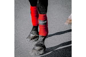 SUNRIDE Lot de 2 bandages pour chevaux, stabilisent les tendons et les ligaments, respirants, thermorégulateurs (lot de 2, rouges)