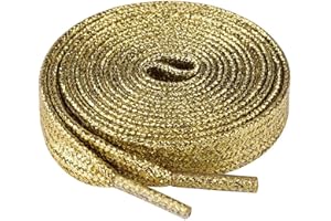 Olukssck 2 Paires Lacets Plats Pailletés Premium, Lacets de Remplacement de 10mm de Qualité Supérieure pour Chaussures de Sport, Chaussures de Ville