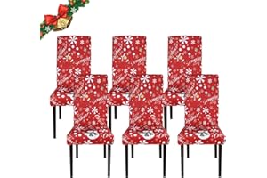 Jaotto Fundas para Sillas de Comedor Navideña, Fundas de Sillas de Comedor Respaldo Alto para Navidad Lavables Desmontables,Cubiertas para Sillas para Hotel Banquete(Muñeco de Nieve, 6 Piezas)