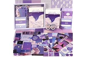 Funto Kit per scrapbooking (155 pezzi), serie Warm Mail, lettera dalla luna, perfetto per materiali di scrapbooking, planner fai da te e collage artigianali